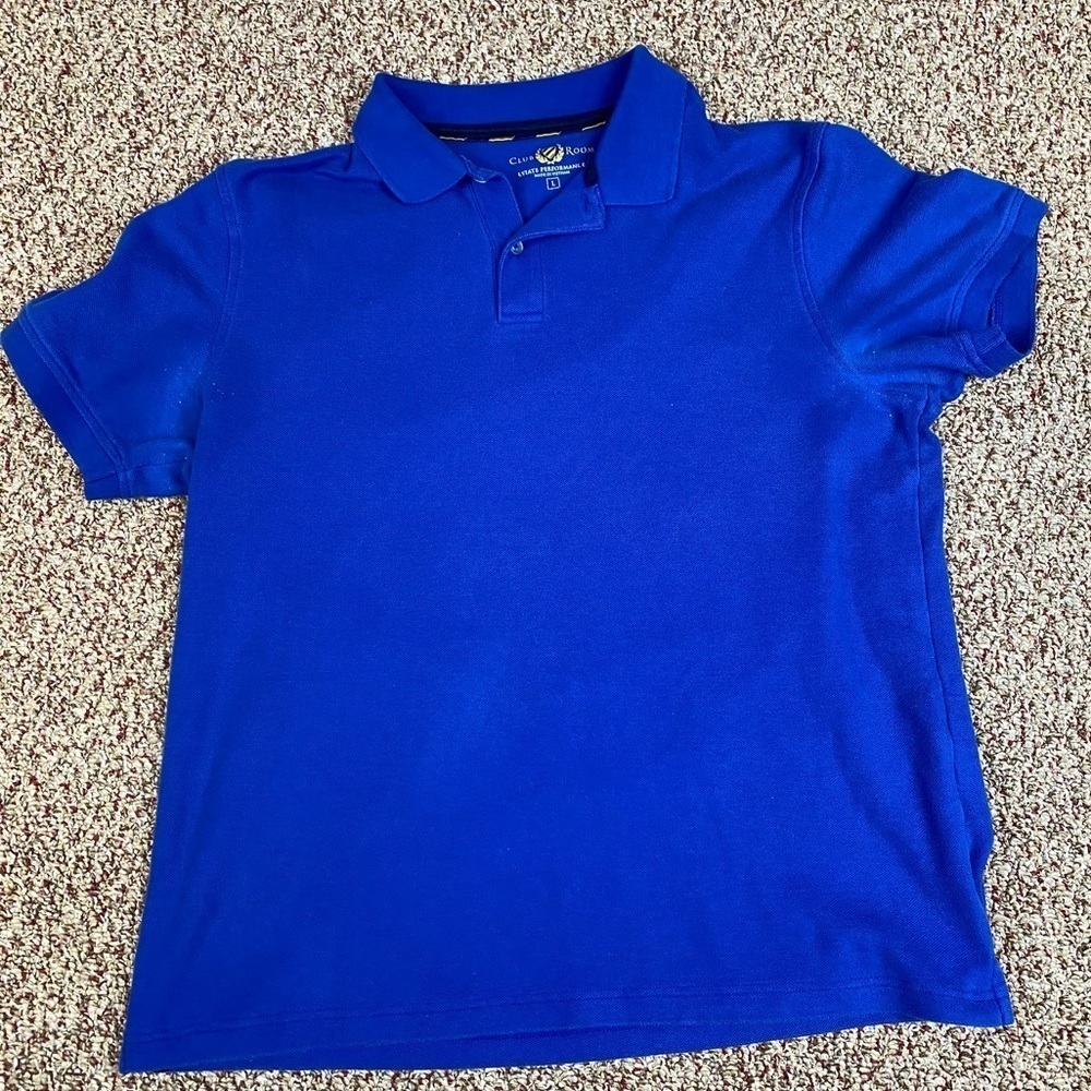 Club Room Mens Polo Shirt Blue Short Sleeve Pullover L